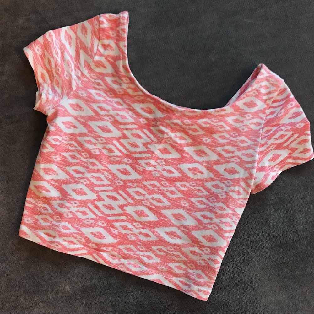 Pink & White Crop Top